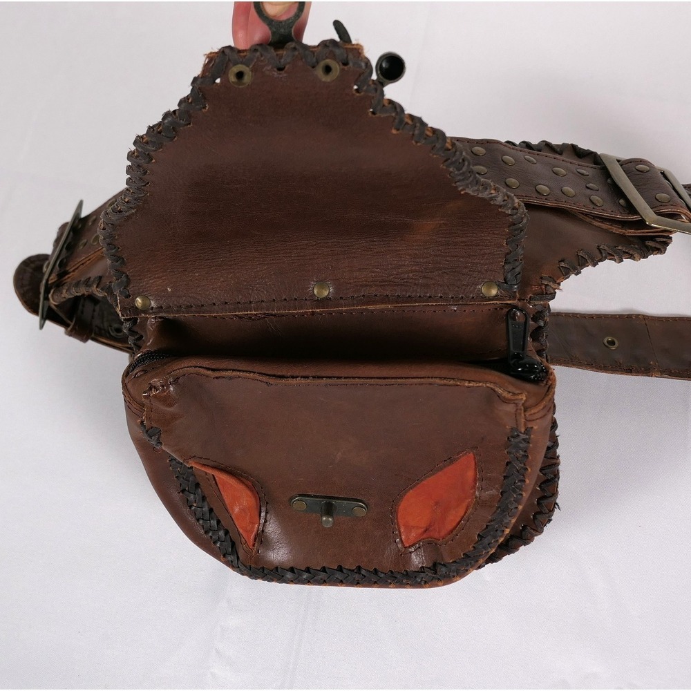 Happy Cow Australia Leather Belted Brass Riveted Waist Bag Fanny Pack‎ Western - Picture 10 of 15